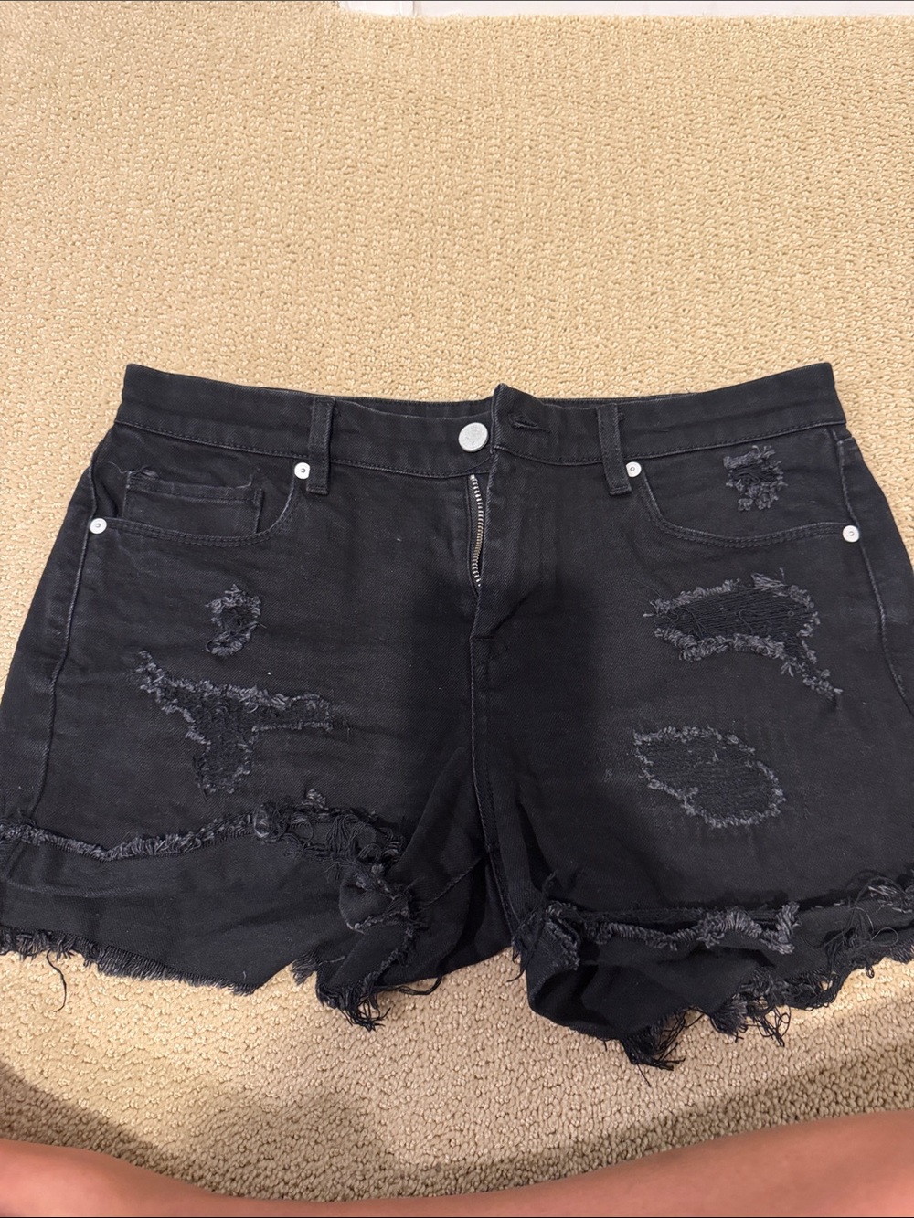 Blank NYC Black Distressed Jean Shorts